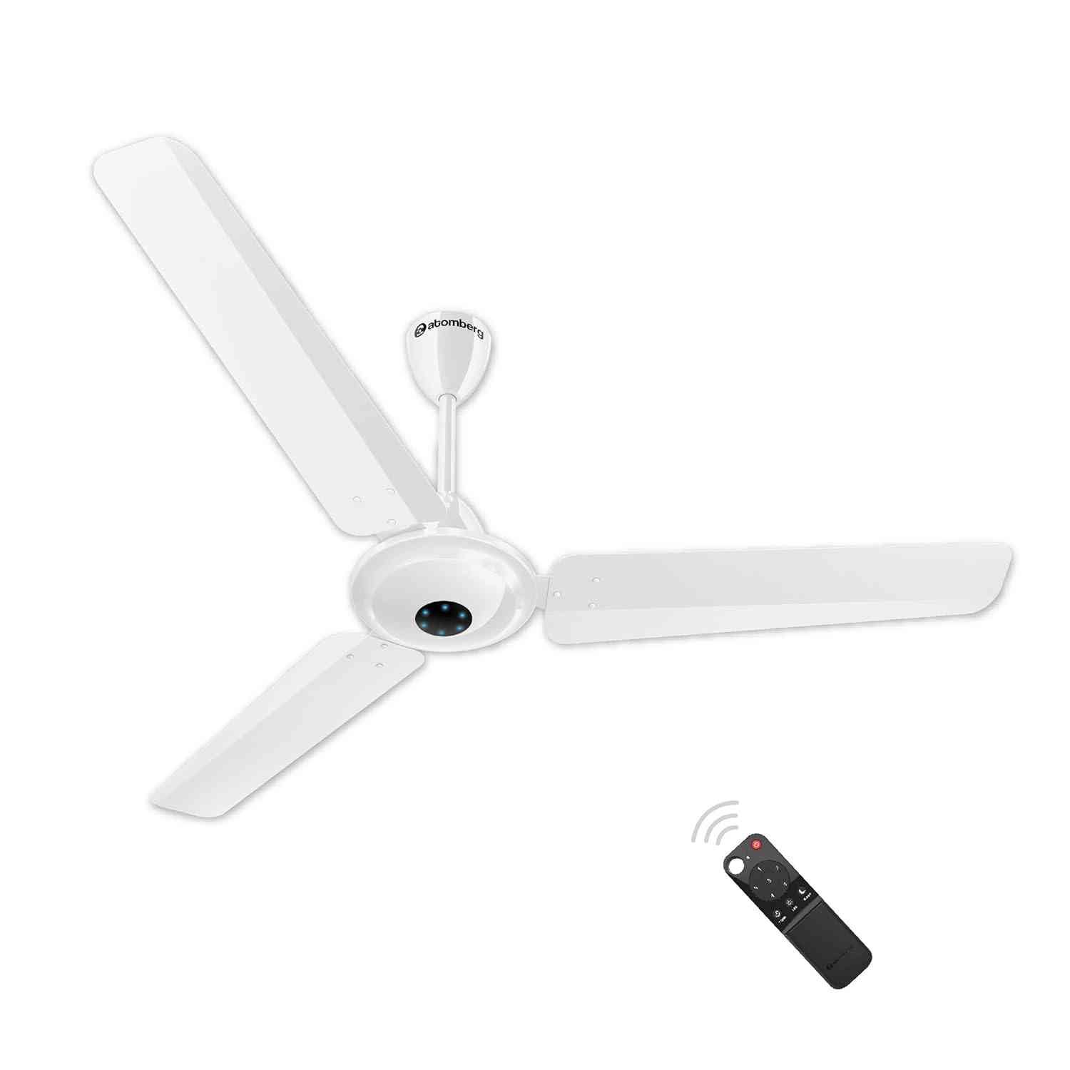 Ceiling Fan Atomberg Ikano 1200mm BLDC with Remote Control | BEE 5 Star Rated Energy Efficient Ceiling Fan, High Air Delivery with LED Indicators, Gloss White