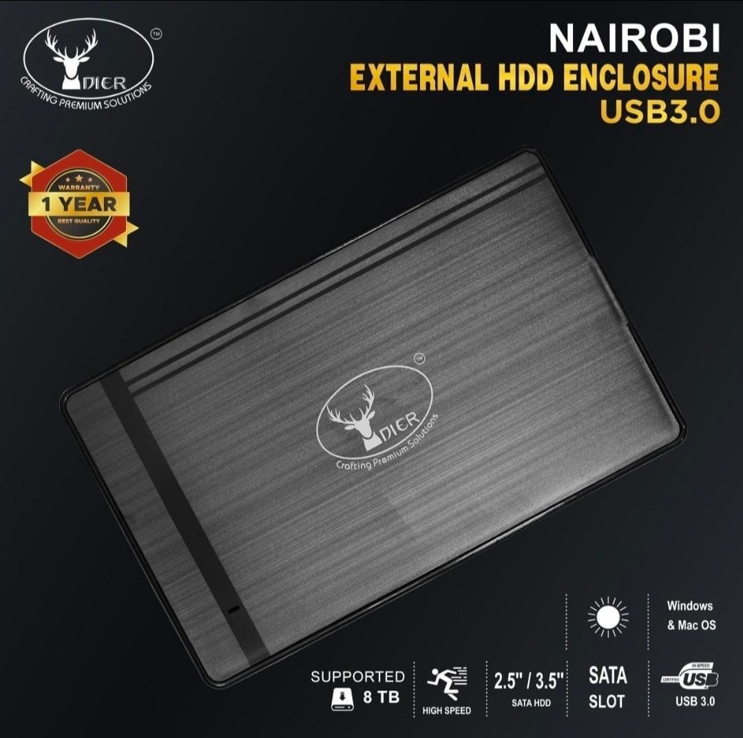 Casing Dier NAIROBI 2 In 1 USB 3.0 HDD Enclosure | For 2.5 & 3.5 Inch HDD/ SSD, High Speed, Excellent Performance, Intelligent Sleep, Comfortable Design, Easy Installation, Plug & Play, Black