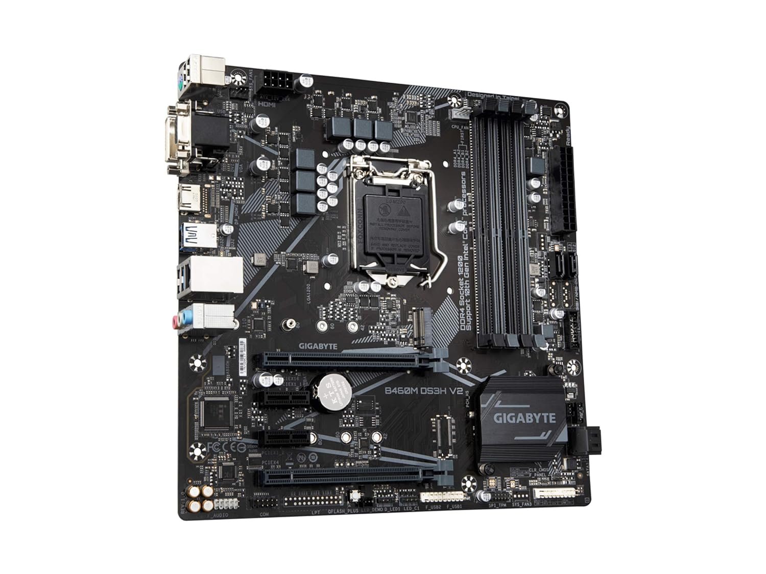 Gigabyte B460M DS3H V2 Motherboard, LGA1200, Supports 10th/11th Gen Intel CPUs, Micro-ATX, M.2, HDMI/DVI/VGA, GbE LAN, RGB Fusion 2.0