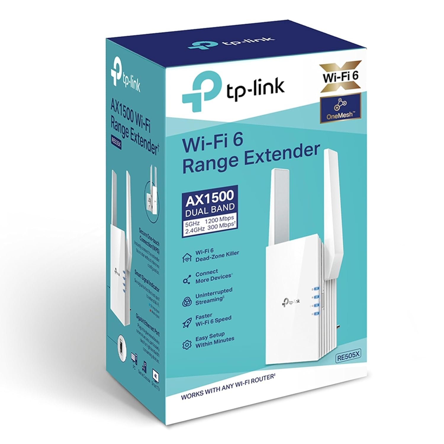 Range Extender TP-Link Archer RE505X | AX1500 Wi-Fi Range Extender, Upto 1500Mbps Speed, Next-Gen Dual Band WiFi Booster, Wireless Repeater With Gigabit Port, 2 External Antennas, Easy Set Up, White