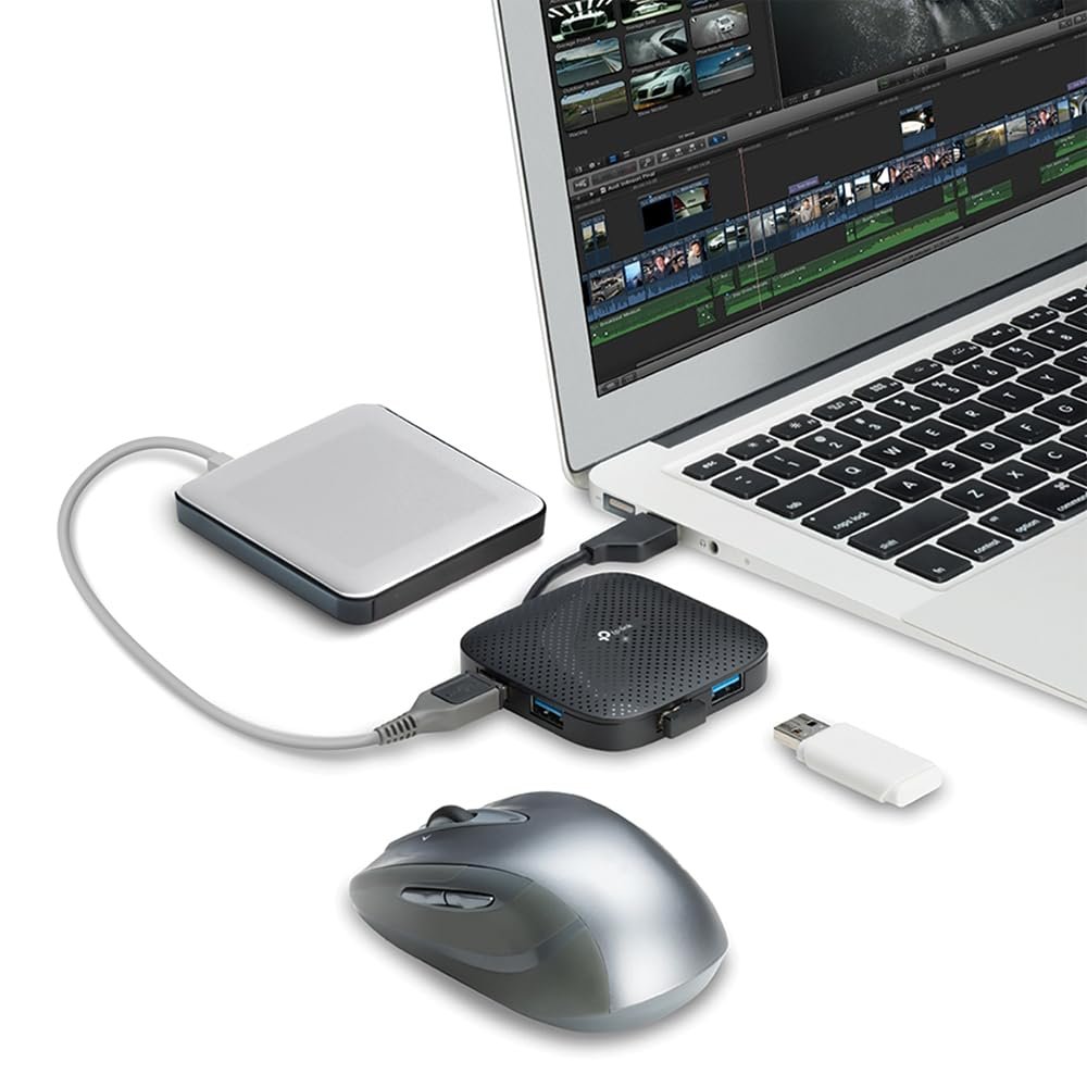 Cable Hub TP-Link UH400 | USB 3.0 4-Port Portable Hub, For Mac, iMac, MacBook Pro Air, Ultrabooks, Tablet, Laptop & Any PC, Windows, Mac OS X & Linux Systems, Built-in USB Connector Cable, Ultra Compact & Foldable Design, Black