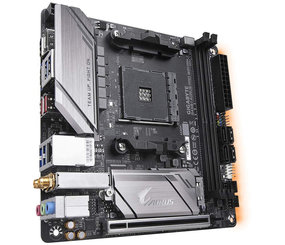 Motherboard Gigabyte B450 I AORUS PRO WIFI | AMD B450 chipset, Intel Dual Band WiFi, M.2 Thermal Guard, RGB Fusion 2.0, ALC1220-VB audio, Intel GbE LAN, 4+2 phase digital PWM, CEC 2019 ready