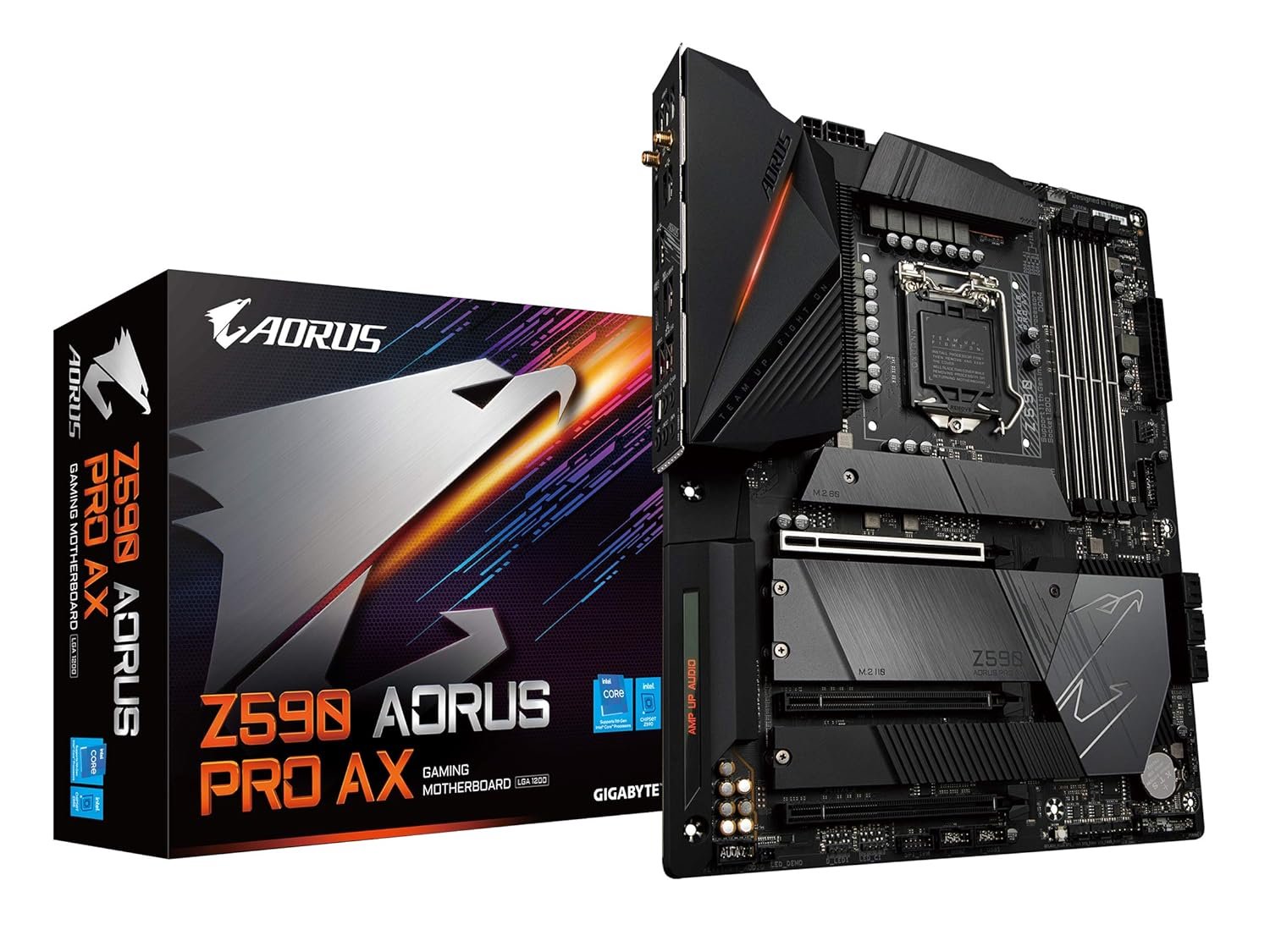 Gigabyte Z590 AORUS Pro AX Motherboard, Intel Z590, LGA1200, ATX, Supports 10th/11th Gen Intel Core, 12+1 Phase 90A VRM, PCIe 4.0, Triple M.2, Wi-Fi 6, 2.5GbE LAN, USB 3.2 Gen2x2 Type-C, RGB Fusion 2.0
